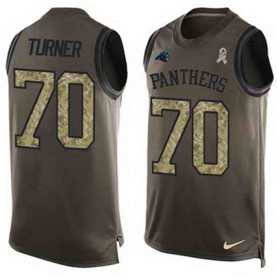 Nike Panthers #70 Trai Turner Green Mens Stitched NFL Limited Salute To Service Tank Top Jersey